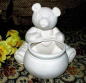 Preview: Teddy mit Bonbonbehälter - 12,5 cm hoch - Schrühware