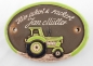 Preview: Keramik-Türschild – Trecker – Traktor in Wunschfarbe - 11 x 8 cm – Schriftfeld braun – Handarbeit