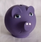 Preview: Sparschwein mit Stopfen – lila  – 13,5 x 9,5 cm lang – Handarbeit – hochwertige Keramik – Wunschname möglich