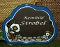 Preview: Keramik-Türschild – Mauerblümchen – 15,5 x 11,5 cm - Schriftfeld dunkelbraun – Handarbeit