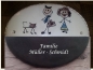 Preview: Keramik-Türschild - Strichmännchen – 13 x 10,5 cm – Farbwahl der Schriftfläche – Figuren nicht änderbar