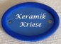 Preview: Keramik-Türschild – schlicht in Blau-Tönen – 9 x 6,2 cm – Handarbeit – Unikat