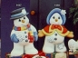 Preview: Snowman & Snowlady – Schneemann-Paar – 25 und 24 cm hoch – Schrühware