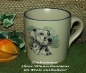 Preview: Keramik-Tasse  - Becher mit Wunschname – Motiv: 1 x Hund / Dalmatiner