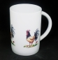 Preview: Keramik-Tasse - Becher mit Wunschname – Motiv: 3 x Hahn – Unikat