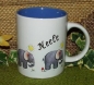 Preview: Keramik-Tasse  - Becher mit Wunschtext – Motiv: 3 x Sunshine Elephant – Elefant mit Sonne