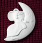 Preview: Maus in Mondsichel – Ornament – Hänger – 9,2 cm – Design auf Vorder-​ und Rückseite - Schrühware