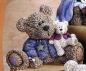 Preview: Teddy - sitzend mit Kind – 23 cm hoch – Schrühware