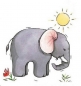 Preview: Keramik-Tasse  - Becher mit Wunschtext – Motiv: 3 x Sunshine Elephant – Elefant mit Sonne