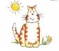 Preview: Keramik-Tasse - Becher mit Wunschname – Motiv: 1 x Katze mit Sonne - groß