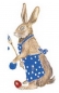 Preview: Keramik-Tasse - Becher mit Wunschname – Motiv: 2 x Osterhase mit blauer Schürze