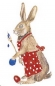 Preview: Keramik-Tasse - Becher mit Wunschname – Motiv: 2 x Osterhase mit roter Schürze