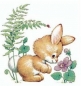 Preview: Keramik-Tasse - Becher mit Wunschname – Motiv: 1 x Hase mit blauer Blume – Flower Bunny