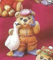 Preview: Weihnachtsbär – mit Schwan – Tag 7 -  (ohne Basis) – ca. 10 cm hoch – Schrühware