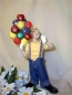 Preview: Clown mit Luftballons – 25 cm hoch – Schrühware