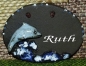 Preview: Töpfer-Türschild – Delfin – Delphin – 8,5 x 7 cm – dunkelbraun – Handarbeit
