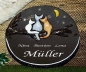 Preview: Töpfer-Türschild – Katzen-Familie – 1 Kind – 20,5 x 17,5 cm – Reliefbild – aufwändige Handarbeit