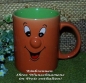 Preview: Keramik-Tasse  - Becher – Knubbelnase – orange / grün – mit Wunschtext
