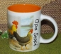 Preview: Keramik-Tasse  - Becher mit Wunschname – Rundum-Motiv: Hahn und Henne – Leghorn