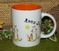 Preview: Keramik-Tasse  - Becher mit Wunschname – Motiv: 3 x Katze mit Sonne