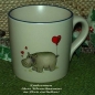 Preview: Keramik-Tasse - Becher mit Wunschtext – Motiv: 2 x Nilpferd mit Herz – Hippo mit Herz