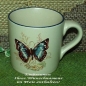 Preview: Keramik-Tasse - Becher mit Wunschname – Motiv: 1 x Schmetterlings-Szene 70 mm