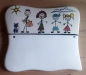 Preview: Familien-Türschild - 18,5 x 14 cm - Strichmännchen - Eltern - 2 Kinder-Katze
