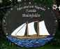 Preview: Keramik-Türschild – Segelschiff – 23 x 18 cm – Schriftfeld dunkelbraun – Handarbeit – Unikat