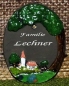 Preview: Keramik-Türschild – Landschaft – Dorf – 7 x 9 cm - Schriftfeld dunkelbraun – Handarbeit