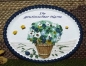 Preview: Keramik-Türschild mit Wunschtext – Relief mit blauem Rand – Blumen – 13,5 x 10 cm – Handarbeit – Restbestand