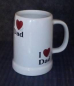 Preview: Bierkrug – Keramik-Krug - mit Wunschname – Motiv: 4 x I Love – 50 mm – Dad