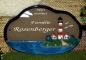 Preview: Keramik-Türschild – Westerhever Leuchtturm – 21 x 14 cm – braun – Handarbeit