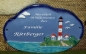 Preview: Keramik-Türschild – Westerhever Leuchtturm – 21 x 14 cm – blau – Handarbeit