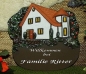 Preview: Töpfer-Türschild – Haus mit Turm und Hund – 19 x 19 cm - Reliefbild – sehr aufwändige Handarbeit – DISC
