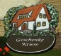 Preview: Töpfer-Türschild – Haus mit Erker – 18 x 18 cm – Reliefbild – schöne aufwändige Handarbeit