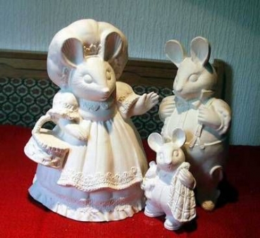 Familie Maus - Mortimer - Milli - Michael - bis 25 cm hoch - Schrühware