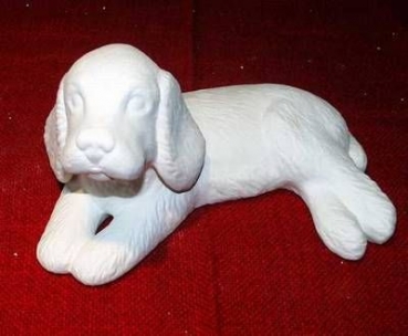 Liegender Hund – 23 cm lang - Schrühware