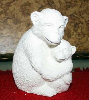 Affe mit Jungem - klein - Schrühware