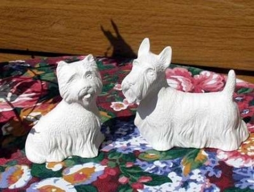 Terrier - Set Black & White – 11,4 und 9,5 cm - Schrühware