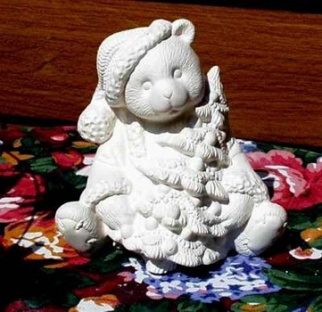 Spardose - Teddy, der Weihnachtsbär – 14 cm hoch - mit Stopfen- Schrühware