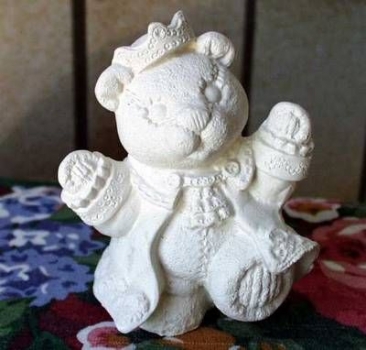 Weihnachtsbär – mit Krone – Tag 12 -  (ohne Basis) – ca. 10 cm hoch – Schrühware
