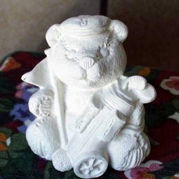 Sportteddy – Golf – ca. 8 cm hoch – Schrühware