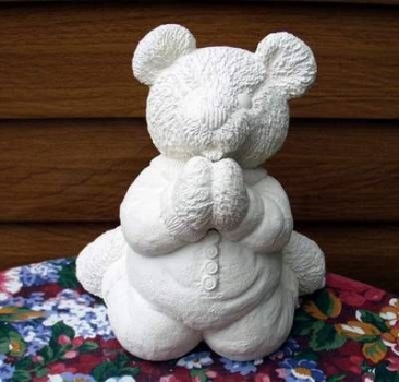 Betender Teddy - 25 cm hoch - Schrühware
