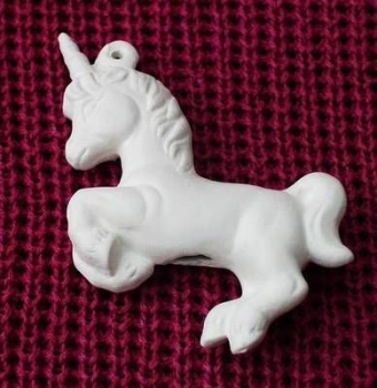 ALBERTAS–Gießform – neu – Springendes Einhorn - Ornament – Hänger – 9,2 cm – Design auf Vorder-​ und Rückseite