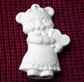 ALBERTAS–Gießform – neu – Teddymädchen mit Herz  – Ornament – Hänger – 9,2 cm – Design auf Vorder-​ und Rückseite