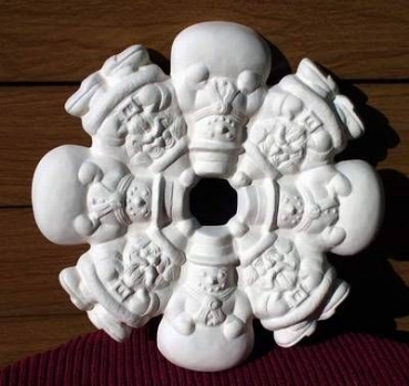 Schneemann-Weihnachtsmann-Kranz - 30 cm Durchmesser - Schrühware