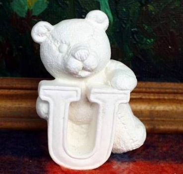 Buchstabenteddy - U - 10 cm hoch - Schrühware