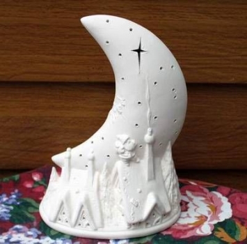 Mondlicht – Santa auf Dach – 23 cm hoch – Schrühware