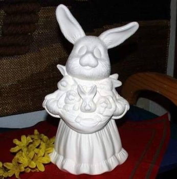 Hasenmama mit Babys – 30 cm hoch - Schrühware