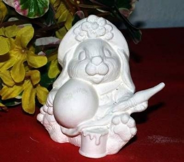 Kalenderhase - April - bemalt Ei - Schrühware